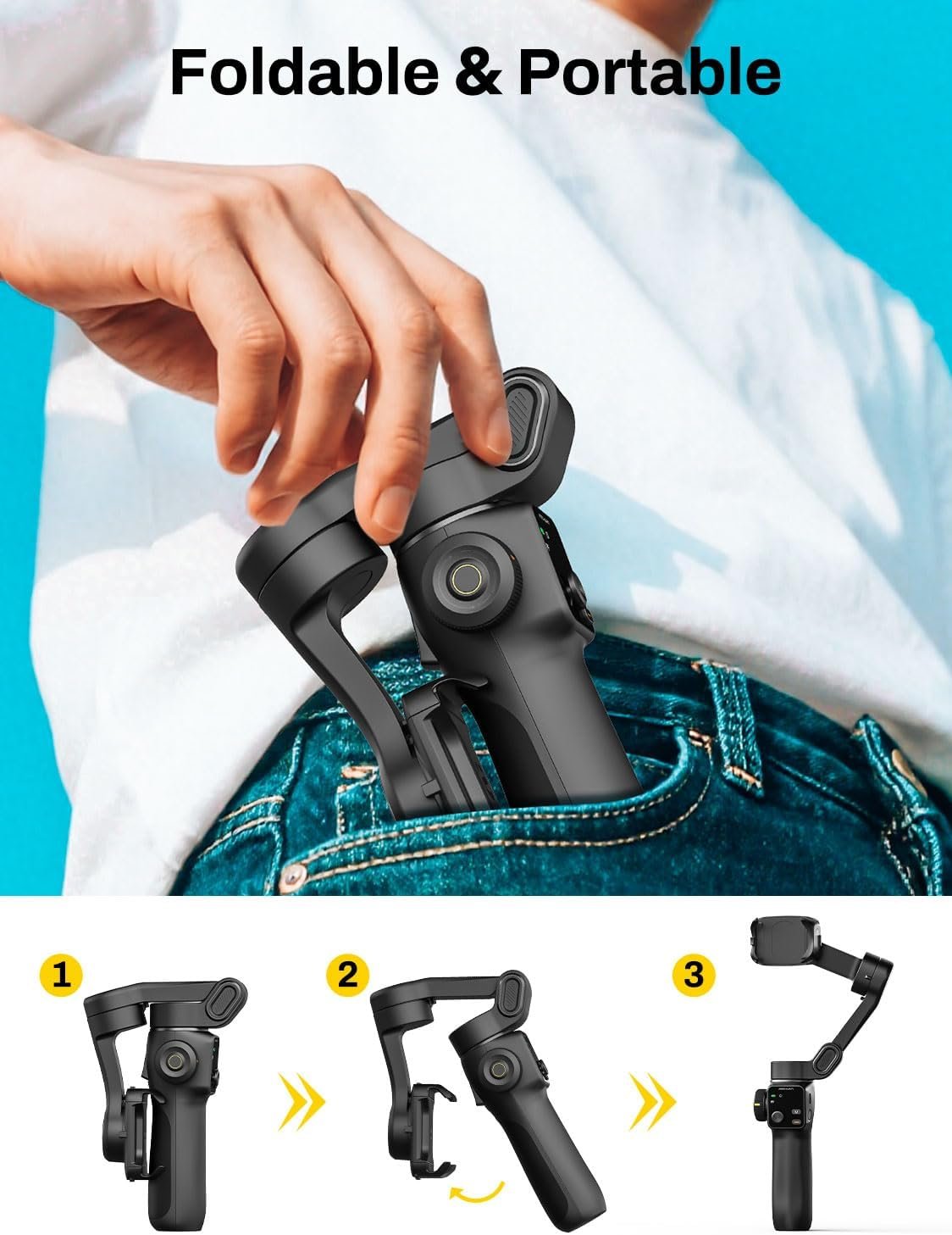 AOCHUAN Estabilizador cardán de 3 ejes para iPhone - Imagen 2